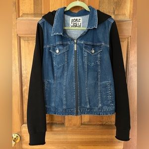 Peace Love World Denim Long Sleeve Jacket/Hoodie size XL
